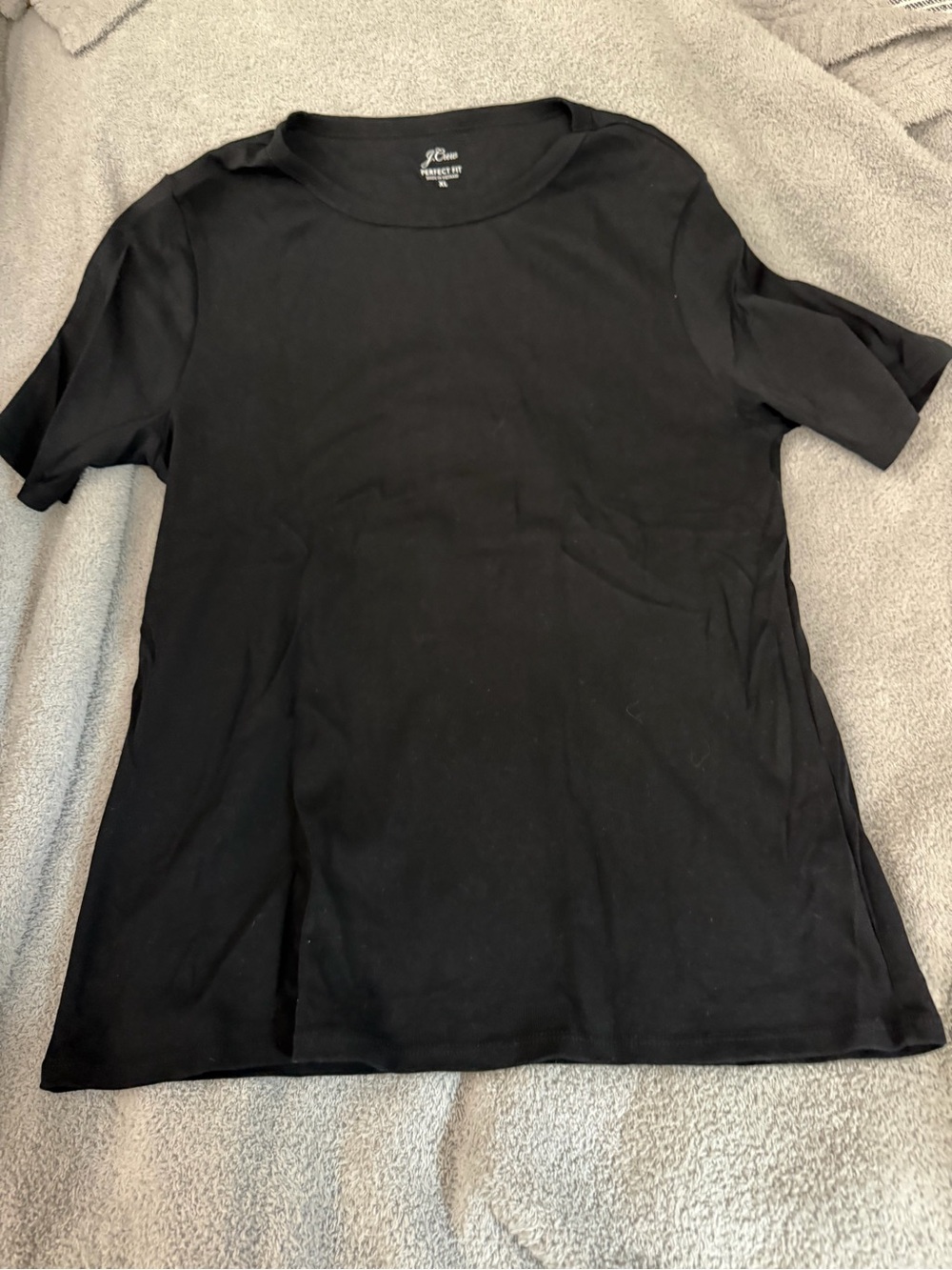 J. Crew Black Perfect Fit Crewneck Tee womens xl